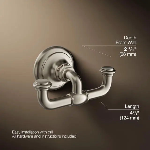 Alt view image 4 of 6 - 72572-BN Artifacts® Double Robe Hook, Vibrant Brushed Nickel