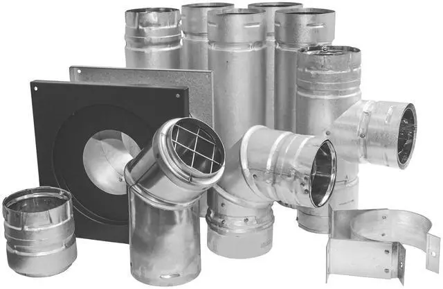 Main image of 3 Inch PelletVent Stainless Steel Double Wall Vent Pipe Kit - Pellet Stove Exhaust for Indoor Heater, Horizontal Venting System with Cleanout Tee Cap