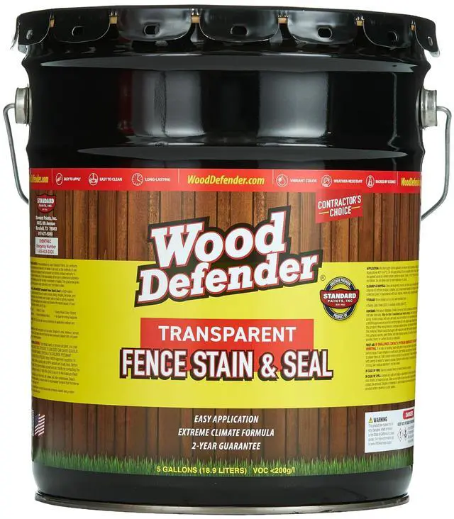 Main image of Transparent Fence Wood Stain and Seal in One, Oil-Based Penetrating Sealer, Professional-Grade, Long-Lasting, Weather-Resistant Protector, Oxford Brown, 5-Gallon