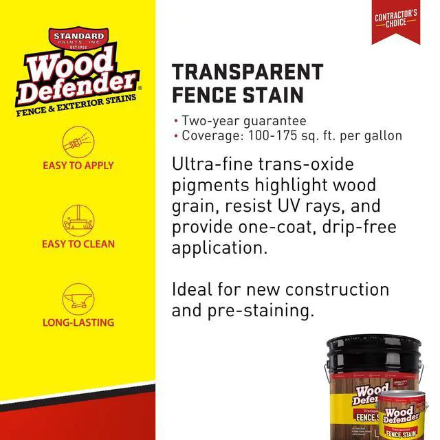 Alt view image 5 of 6 - Transparent Fence Wood Stain and Seal in One, Oil-Based Penetrating Sealer, Professional-Grade, Long-Lasting, Weather-Resistant Protector, Oxford Brown, 5-Gallon