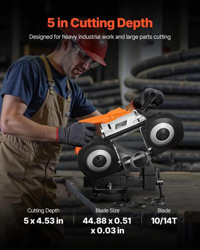 Alt view image 2 of 6 - 20V Portable Band Saw, 5 in Deep Cut, 360W Cordless Compact Bandsaw with Brushless Motor, Adjustable Speed, for Cutting Metal, Wood, Compatible with Makita Batteries (Bare Tool Only)