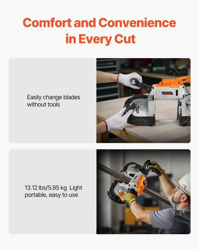 Alt view image 6 of 6 - 20V Portable Band Saw, 5 in Deep Cut, 360W Cordless Compact Bandsaw with Brushless Motor, Adjustable Speed, for Cutting Metal, Wood, Compatible with Makita Batteries (Bare Tool Only)