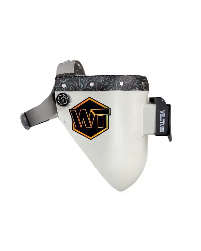 Alt view image 2 of 2 - Chopped Leather Top Pipeliner Welding Helmet, Slim Cut Bottom with Aluminum Fasteners & High Visibility HD Gold Coated Lens (with Flip-Front Adapter or No Flip-Front Adapter)
