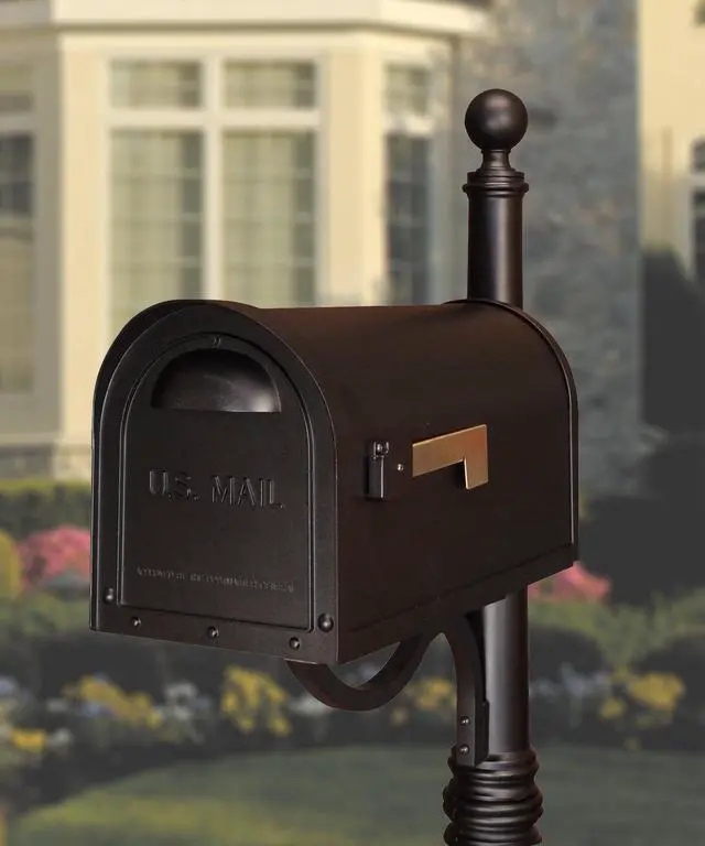 Alt view image 2 of 6 - Special Lite Classic Curbside Mailbox - Black Aluminum Mailbox for Post Mount - SCC-1008-BLK