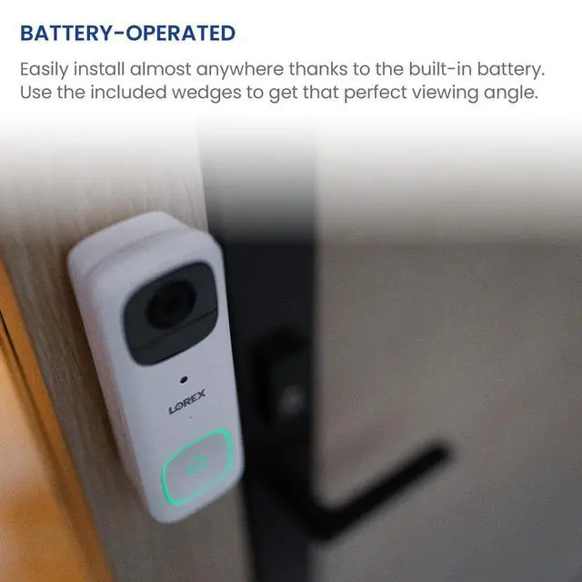 Alt view image 5 of 6 - 2K Wireless WiFi Smart Video Doorbell Camera | No Subscription Fee | 32GB MicroSD Card Included | Smart Security Lighting | Night Vision | Battery-Powered | Motion Detection | White