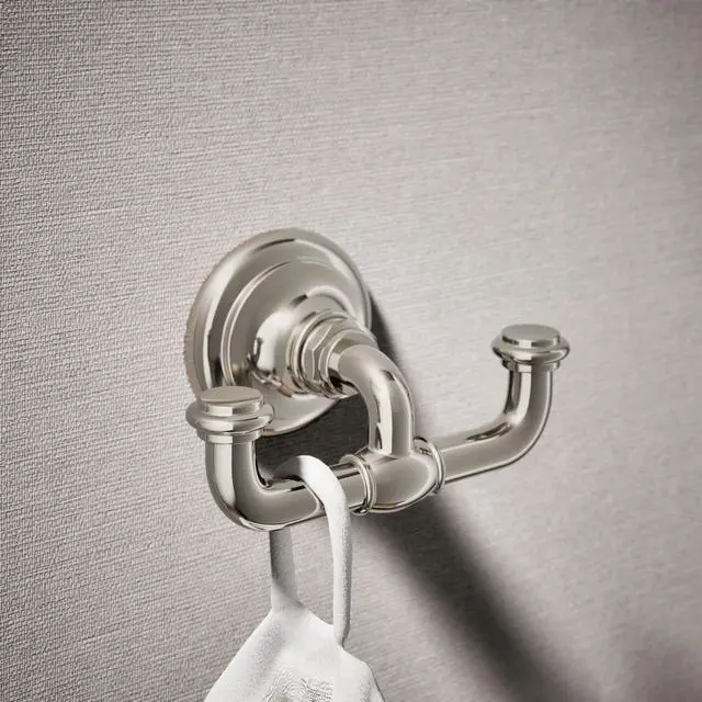 Alt view image 2 of 6 - 72572-SN Artifacts® Double Robe Hook, Vibrant Polished Nickel