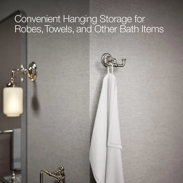 Alt view image 3 of 6 - 72572-SN Artifacts® Double Robe Hook, Vibrant Polished Nickel