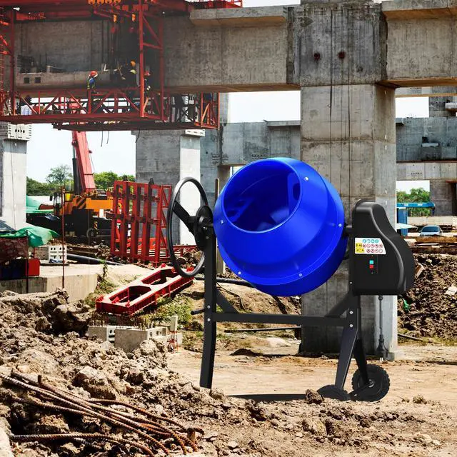 Alt view image 6 of 6 - 4.3 Cubic Ft Electric Cement Mixer, 3/5HP. 450W Portable Concrete Mixer Machine with Stand & Wheels for Stucco, Mortar, Seeds, Blue