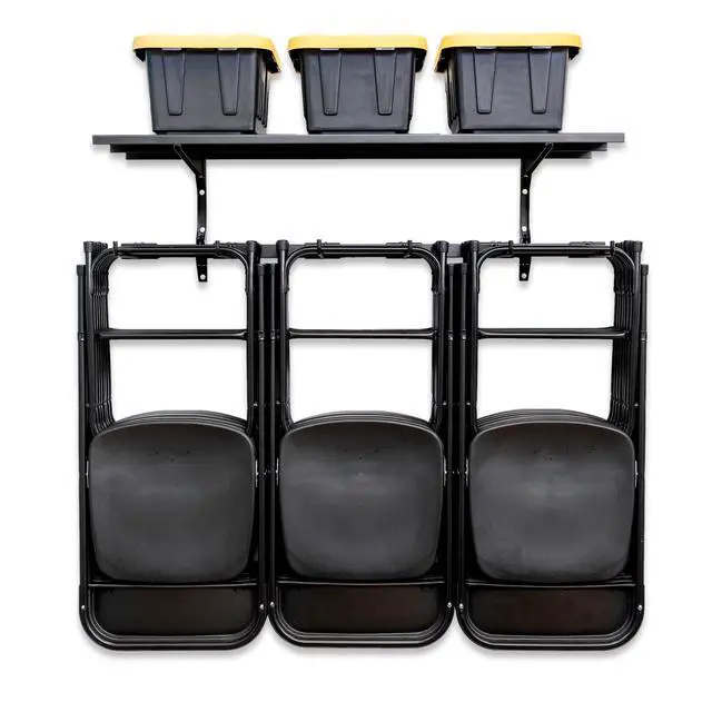 Alt view image 3 of 5 - Chair Storage Rack with Storage Shelf Folding Chair Rack for Home & Garage Organization, Chair Hangers for Folding, Beach, Patio & Camping Chairs, Heavy Duty Steel, Holds 300 lbs