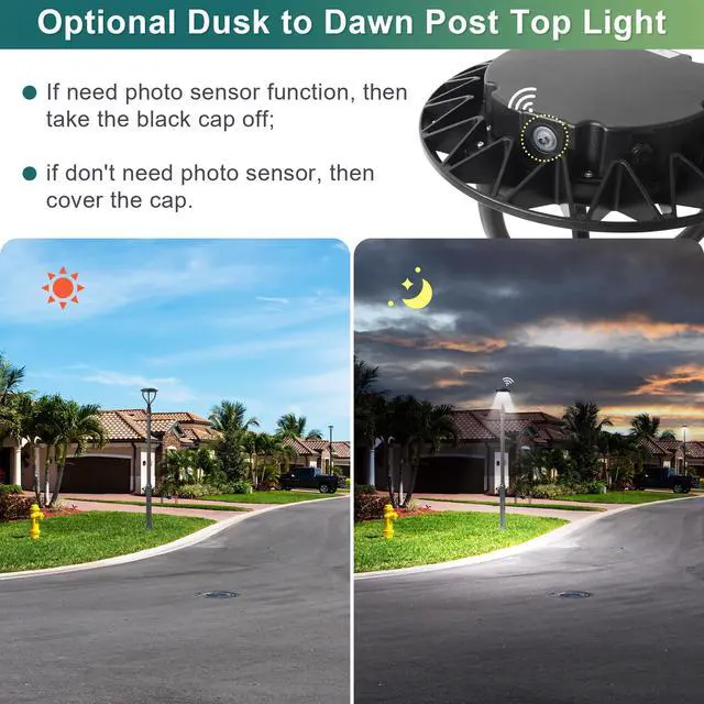 Alt view image 4 of 6 - LED Post Top Pole Light 150W with Optional Photocell, Parking Lot Lights, 21000LM, (500W Equiv.) 5000K, Waterproof Top Pole Fixture for Garden Pathway, Parking Lot, Courtyard, Street Light