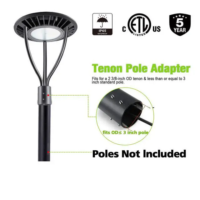 Alt view image 6 of 6 - LED Post Top Pole Light 150W with Optional Photocell, Parking Lot Lights, 21000LM, (500W Equiv.) 5000K, Waterproof Top Pole Fixture for Garden Pathway, Parking Lot, Courtyard, Street Light