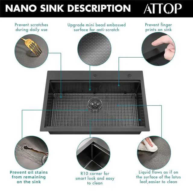 Alt view image 4 of 6 - 33 Inch Black Large Single Bowl Drop in Workstation Kitchen Sink,33x22 Inch Stainless Steel Handmade Workstation Ledge Drop in Kitchen Sink