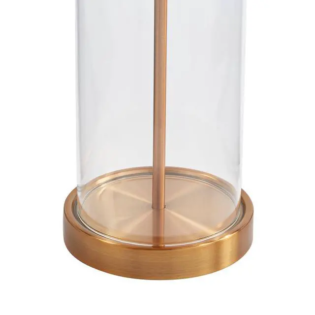 Alt view image 6 of 6 - 26" High Cylinder Country Cottage Table Lamps Set of 2 Fillable Clear Gold Finish Glass Metal White Shade Living Room Bedroom Bedside Nightstand House Office Home Kitchen