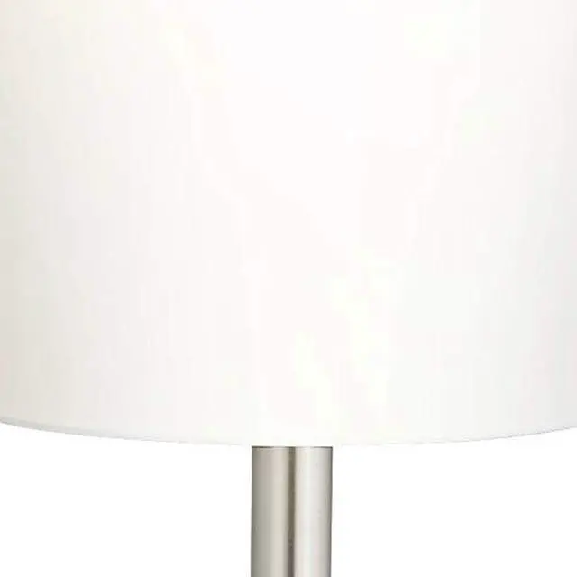 Alt view image 3 of 6 - Modern Mid Century Modern Droplet-Shaped Floor Lamp 62" Tall Brushed Nickel Silver Metal Cotton Blend Cylinder Drum Shade Decor for Living Room Reading House Bedroom Home