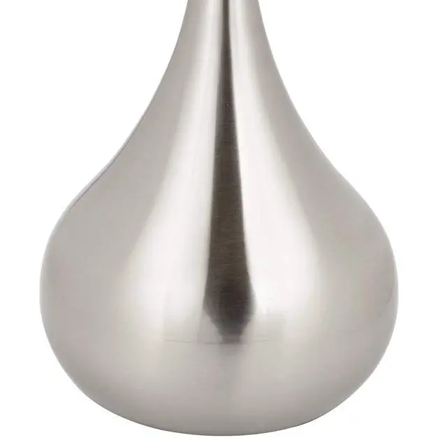 Alt view image 5 of 6 - Modern Mid Century Modern Droplet-Shaped Floor Lamp 62" Tall Brushed Nickel Silver Metal Cotton Blend Cylinder Drum Shade Decor for Living Room Reading House Bedroom Home