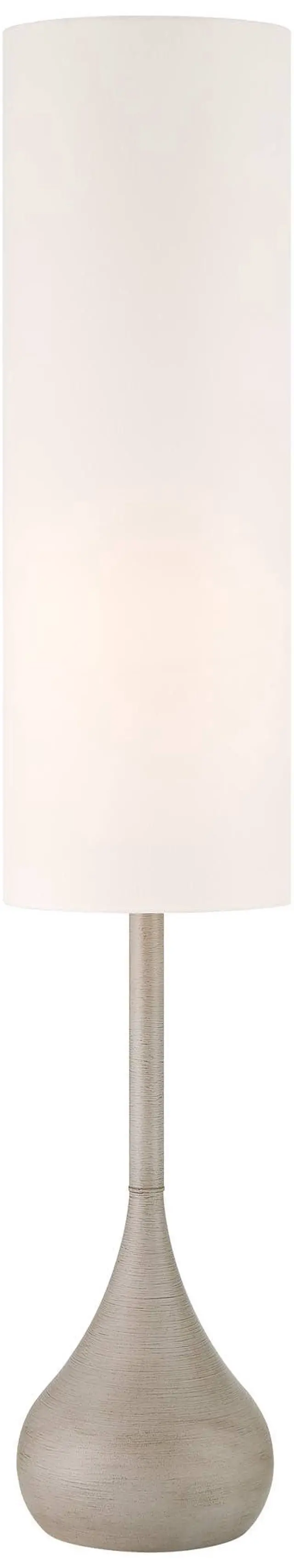 Alt view image 2 of 6 - Moderne Mid Century Modern 62" Tall Standing Floor Lamp Droplet Foot Switch Natural Gray Metal Living Room Bedroom House Reading Office Home Decor Entryway White Drum Shade