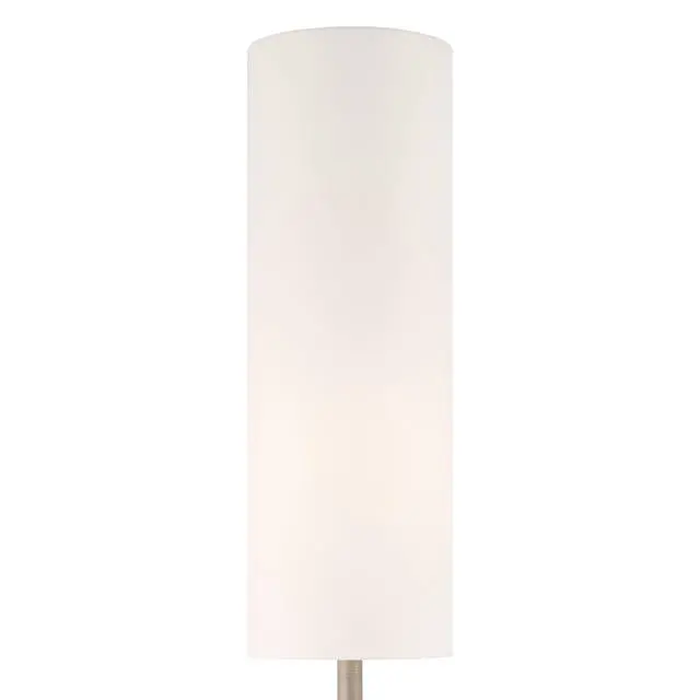 Alt view image 3 of 6 - Moderne Mid Century Modern 62" Tall Standing Floor Lamp Droplet Foot Switch Natural Gray Metal Living Room Bedroom House Reading Office Home Decor Entryway White Drum Shade