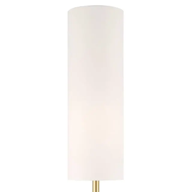 Alt view image 3 of 6 - Moderne Mid Century Modern 62" Tall Standing Floor Lamp Droplet Foot Switch Metal Soft Gold Finish Living Room Bedroom House Reading Office Home Decor Entryway White Drum Shade