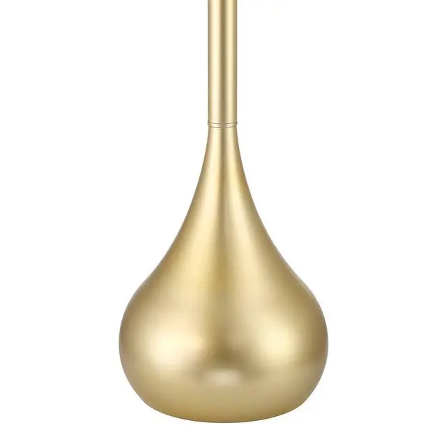 Alt view image 6 of 6 - Moderne Mid Century Modern 62" Tall Standing Floor Lamp Droplet Foot Switch Metal Soft Gold Finish Living Room Bedroom House Reading Office Home Decor Entryway White Drum Shade