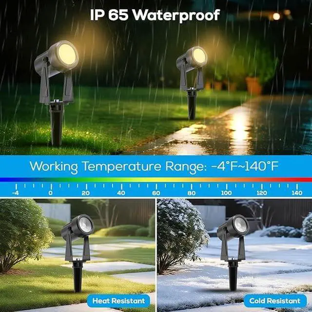 Alt view image 3 of 6 - Landscape Spotlights, Dimmable, Timer, Auto On Off, Low Voltage, Plug and Play, IP65 Waterproof, 2700K Warm White, for Garden Yard Pathway, 16 Pack (4×4Pack)
