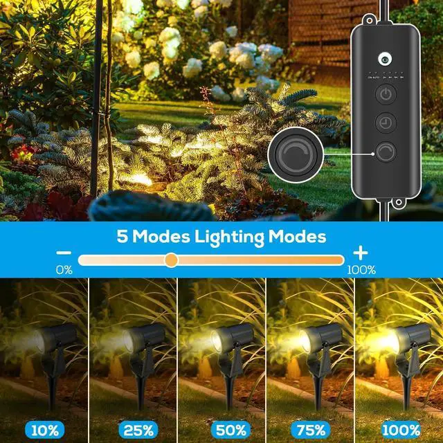 Alt view image 4 of 6 - Landscape Spotlights, Dimmable, Timer, Auto On Off, Low Voltage, Plug and Play, IP65 Waterproof, 2700K Warm White, for Garden Yard Pathway, 16 Pack (4×4Pack)