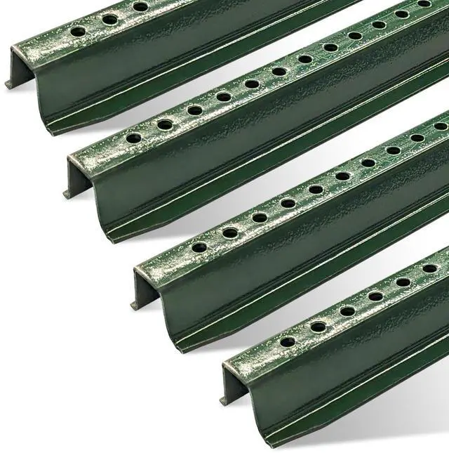 Main image of U Channel Sign Post, 8'Feet Tall 2 LBS Steel per Foot, Heavy Weight Post, Baked on Green Enamel, (4 Pack)
