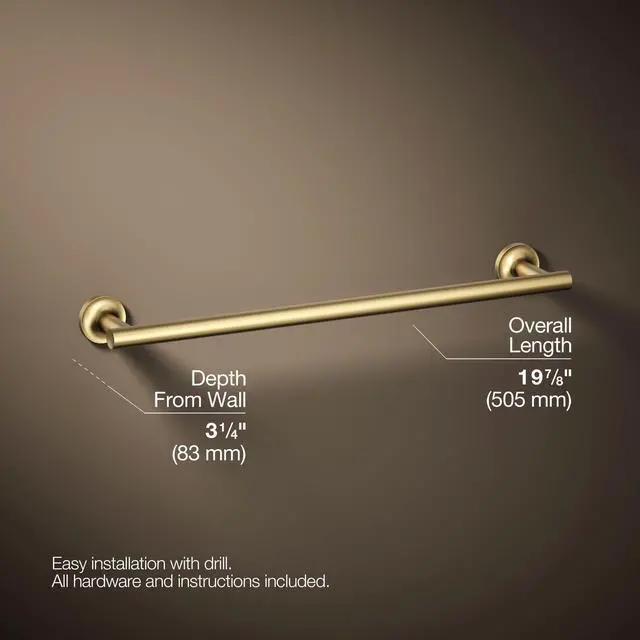 Alt view image 4 of 6 - 14435-2MB Purist® 18" Towel bar, Vibrant Brushed Moderne Brass