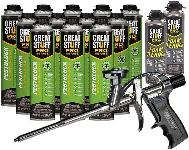 Main image of Pestblock Polyurethane Foam Sealant 20 oz, Insulating Foam Sealant Expands Up to 3", Pack of 12 with Applicator (Standard Gun)
