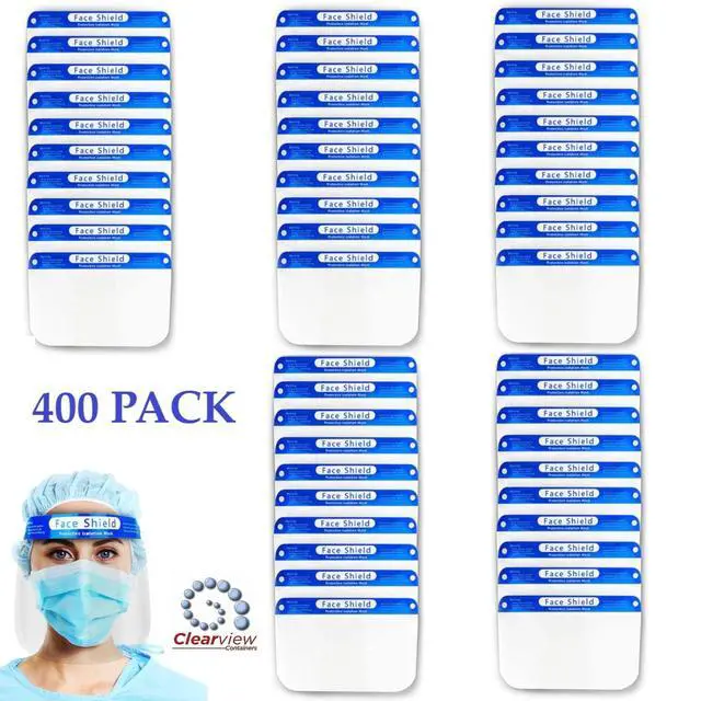 Alt view image 2 of 6 - Clearview 400 pk Face Shield Reusable Washable Protective Cover Clear Mask Anti-Splash Anti-Fog Anti-Dust Soft All Day Comfort (400)
