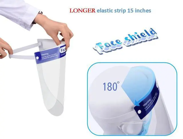 Alt view image 4 of 6 - Clearview 400 pk Face Shield Reusable Washable Protective Cover Clear Mask Anti-Splash Anti-Fog Anti-Dust Soft All Day Comfort (400)