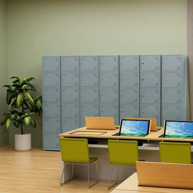 Alt view image 2 of 6 - Metal Locker with 6 Doors, Tall Steel Storage Lockers for Employees - 71" Locker Storage Cabinets for School, Gym, Home, Office, Garage (Grey)