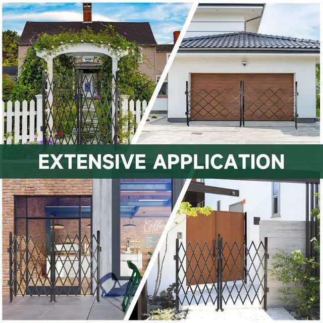 Alt view image 6 of 6 - Single Folding Security Gates Accordion Door, 143" W x 62" H Metal Expandable Fence 360Rolling Expanding Outdoor Security Scissor Gate for Courtyards, Garages, Gardens