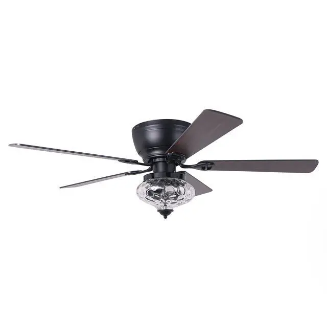 Alt view image 4 of 6 - Ceiling Fans with Lights and Remote 52" Low Profile Flush Mount Ceiling Fan with Chandelier Light for Bedroom, Farmhouse Outdoor Ceiling Fans for Patios, Reversible Blades, 3 Speeds, FCC