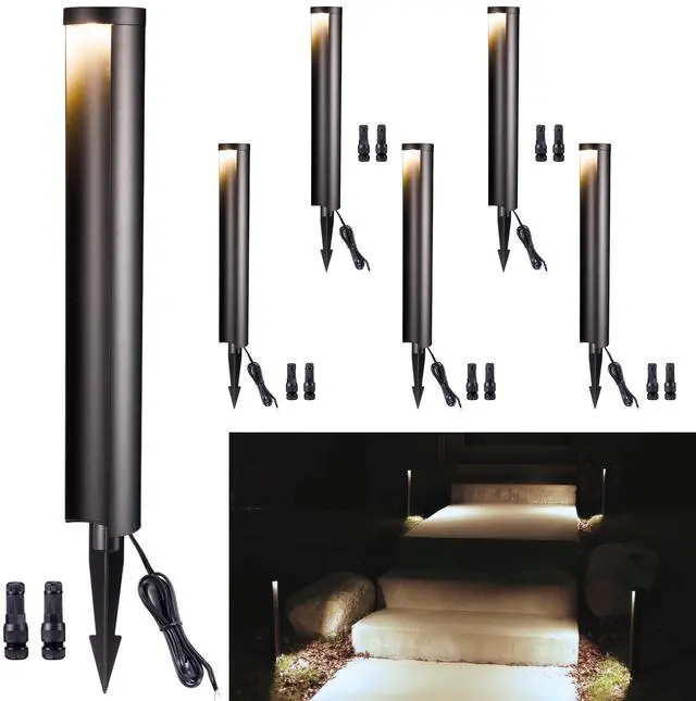 Main image of Outdoor Path Lights, LED Landscape Pathway Lights, 12V Low Voltage Wired, Waterproof 5W 200LM Black Aluminum for Backyard Patio 6 Pack