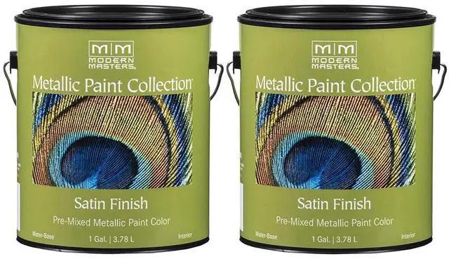 Main image of 2-Pack of 1 gal ME200 Pale Gold Metallic Paint Collection, Satin Water-Based Decorative Metallic Paint