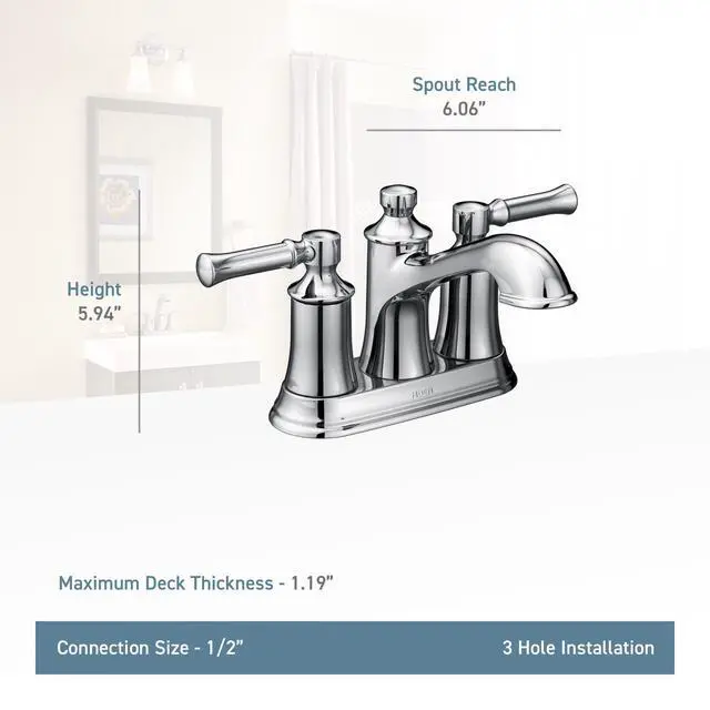 Alt view image 3 of 6 - Dartmoor Brushed Nickel Traditional Two Handle Centerset Bathroom Sink Faucet, 6802BN