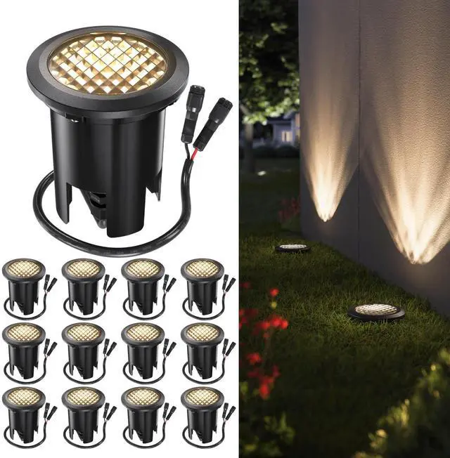 Main image of Sunco 12 Pack Low Voltage In-Ground LED Outdoor Lights, Landscape Well Lighting for Yard, Garden, Walkway, 3W, 200 LM, 3000K Warm White, IP67 Rated, 50000 Hours ETL