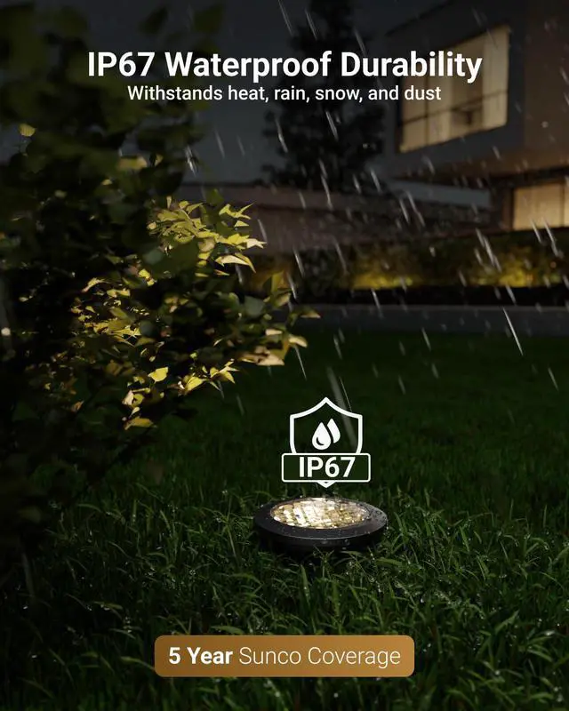 Alt view image 5 of 6 - Sunco 12 Pack Low Voltage In-Ground LED Outdoor Lights, Landscape Well Lighting for Yard, Garden, Walkway, 3W, 200 LM, 3000K Warm White, IP67 Rated, 50000 Hours ETL