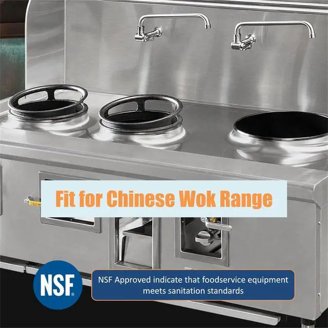 Alt view image 6 of 6 - Single Wall Mount Commercial Manual Wok Range Faucet with 14" Swing Spout, All Stainless Steel Construction for Restaurant Kitchen NSF Approved