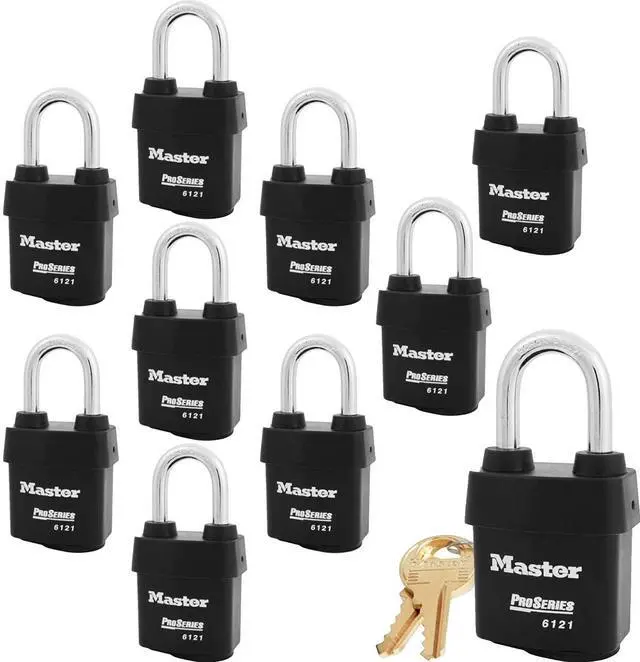 Main image of Ten (10) High Security Pro Series Padlocks w/20 Keys, 6121NKALF w/BumpStop Technology