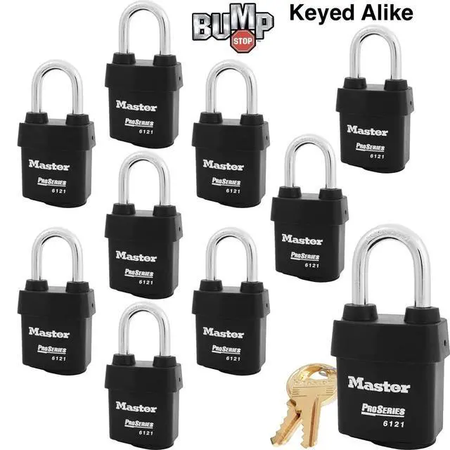 Alt view image 2 of 4 - Ten (10) High Security Pro Series Padlocks w/20 Keys, 6121NKALF w/BumpStop Technology