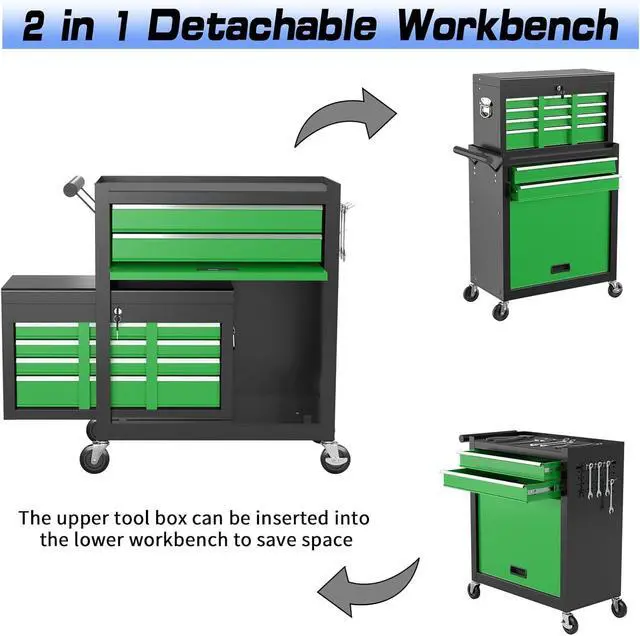 Alt view image 2 of 6 - 8-Drawer Rolling Tool Chest Tool Box,Removable Tool Storage Cabinet with 4 Wheels