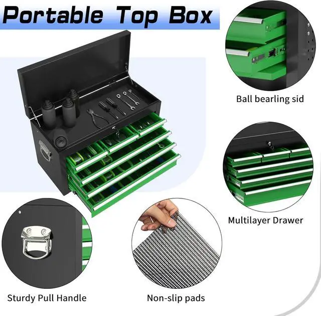 Alt view image 4 of 6 - 8-Drawer Rolling Tool Chest Tool Box,Removable Tool Storage Cabinet with 4 Wheels
