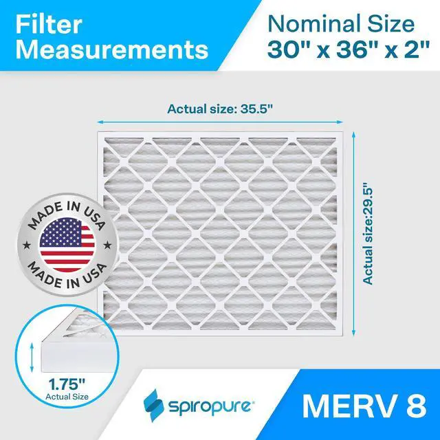 Alt view image 2 of 6 - 30X36X2 MERV 8 Geothermal Air Filters - Made in USA (6 Pack)