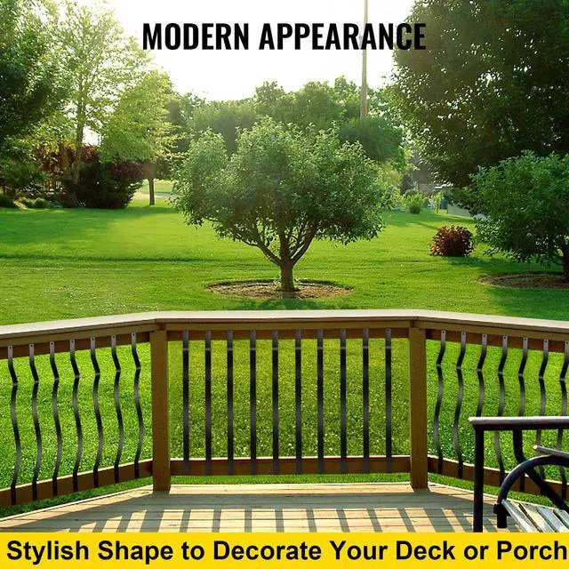 Alt view image 5 of 6 - Deck Balusters, 32.25"x1" Metal Deck Spindles, 51 Pack Staircase Baluster with Screws, Iron Deck Railing for Wood and Composite Deck, Stylish Black Baluster for Outdoor Stair Deck Porch