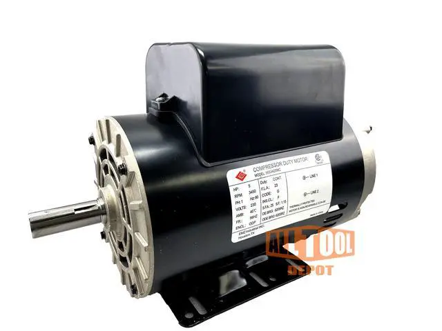 Alt view image 2 of 6 - New 5 HP 3450 RPM, 56 Frame, 230V, 22Amp, 7/8" Shaft, Single Phase NEMA Air Compressor Motor - EM-05A