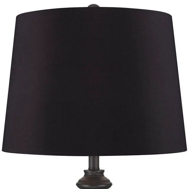 Alt view image 2 of 6 - Lynn Modern Industrial Buffet Table Lamps 26" Tall Skinny Set of 2 Dark Bronze Brown Metal Black Faux Silk Drum Shade for Living Room House Home Dining Office Entryway Family Decor