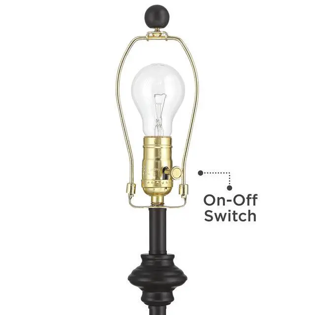 Alt view image 3 of 6 - Lynn Modern Industrial Buffet Table Lamps 26" Tall Skinny Set of 2 Dark Bronze Brown Metal Black Faux Silk Drum Shade for Living Room House Home Dining Office Entryway Family Decor