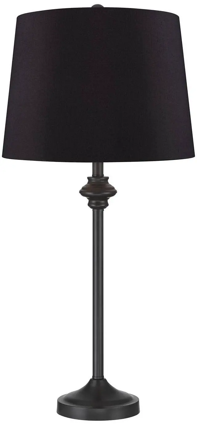 Alt view image 6 of 6 - Lynn Modern Industrial Buffet Table Lamps 26" Tall Skinny Set of 2 Dark Bronze Brown Metal Black Faux Silk Drum Shade for Living Room House Home Dining Office Entryway Family Decor