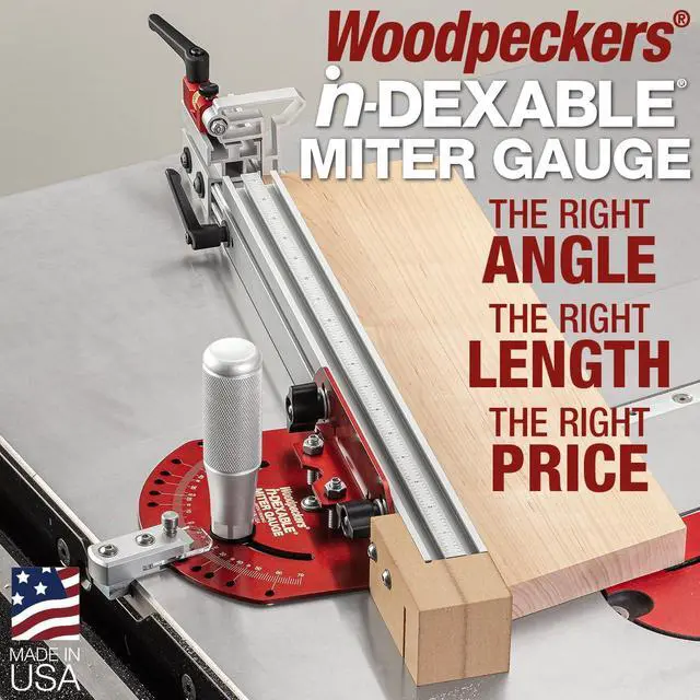 Alt view image 2 of 6 - in-DEXABLE Miter Gauge Precision Table Saw Cross-Cuts with Micro-Adjust Flip Stop, Indexed Angles & Leaf Spring Miter Bar USA-Made IMG-I